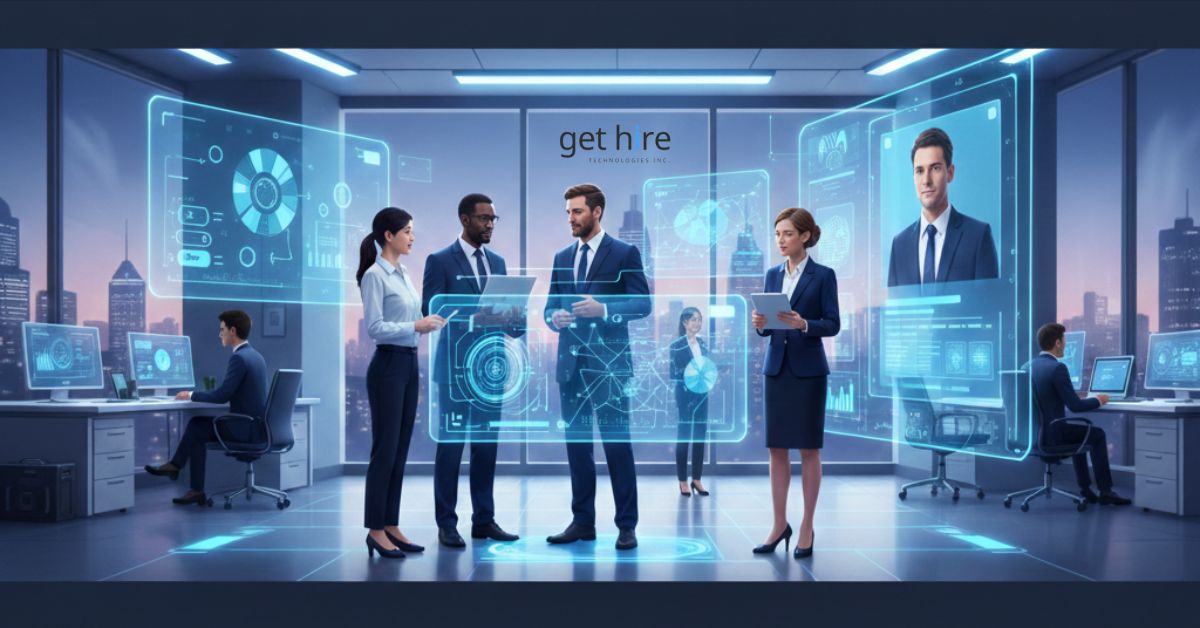 Illustration of IT professionals progressing along an upward career path toward advanced technology and leadership.