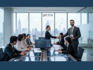 Professional IT recruiters connecting with tech talent in a modern U.S. office setting.